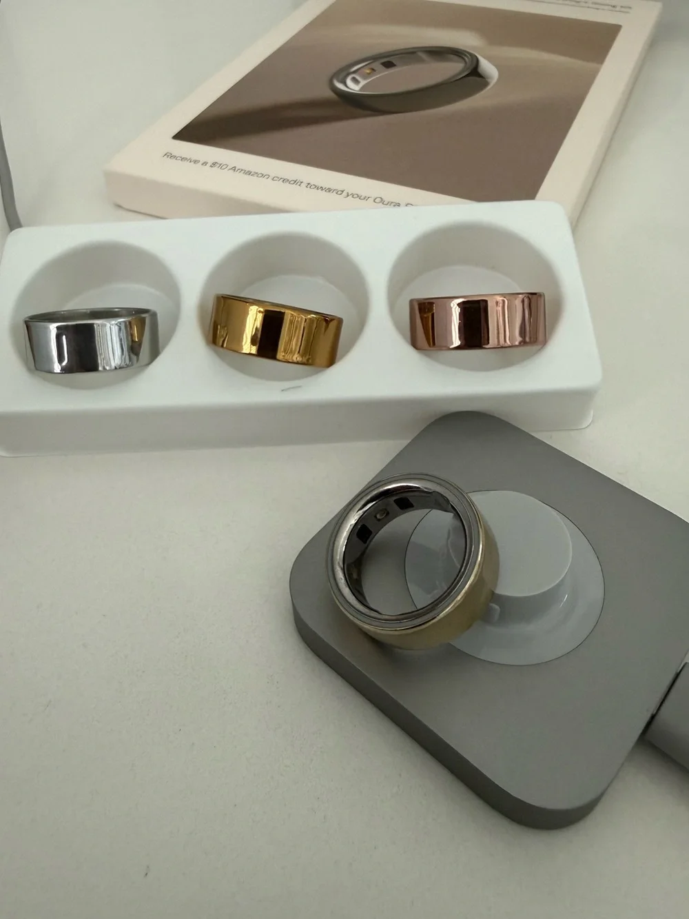 Oura RING Gold Size 7 with Sizing Kit, Ring Covers and Chargers